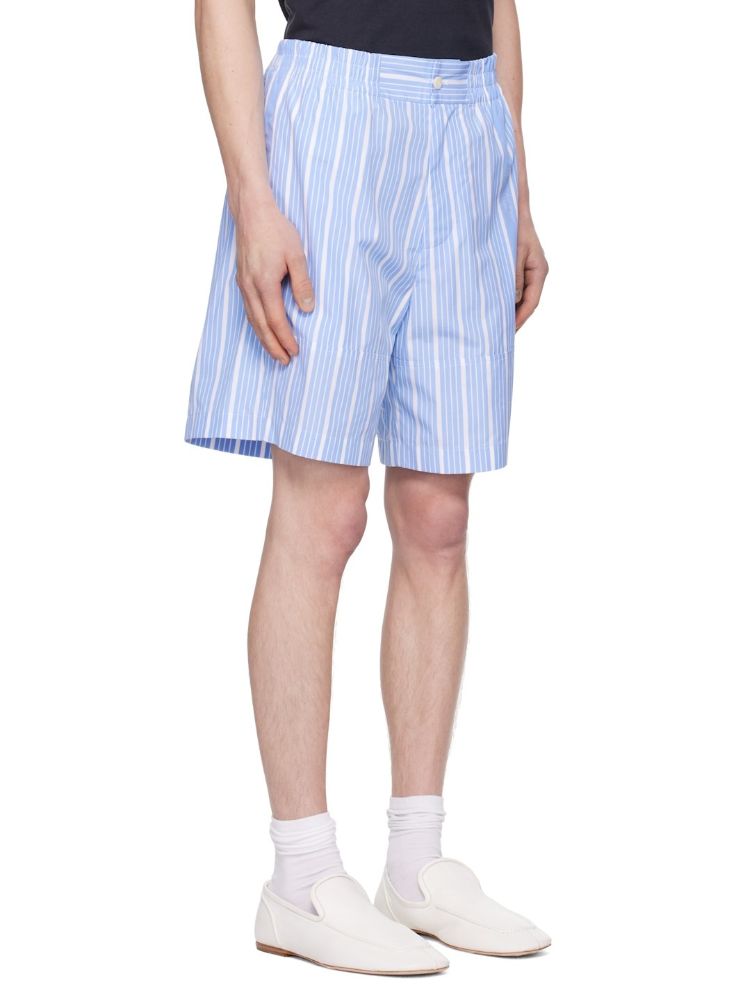 White & Blue La Croisière 'The Aloe' Shorts - 2