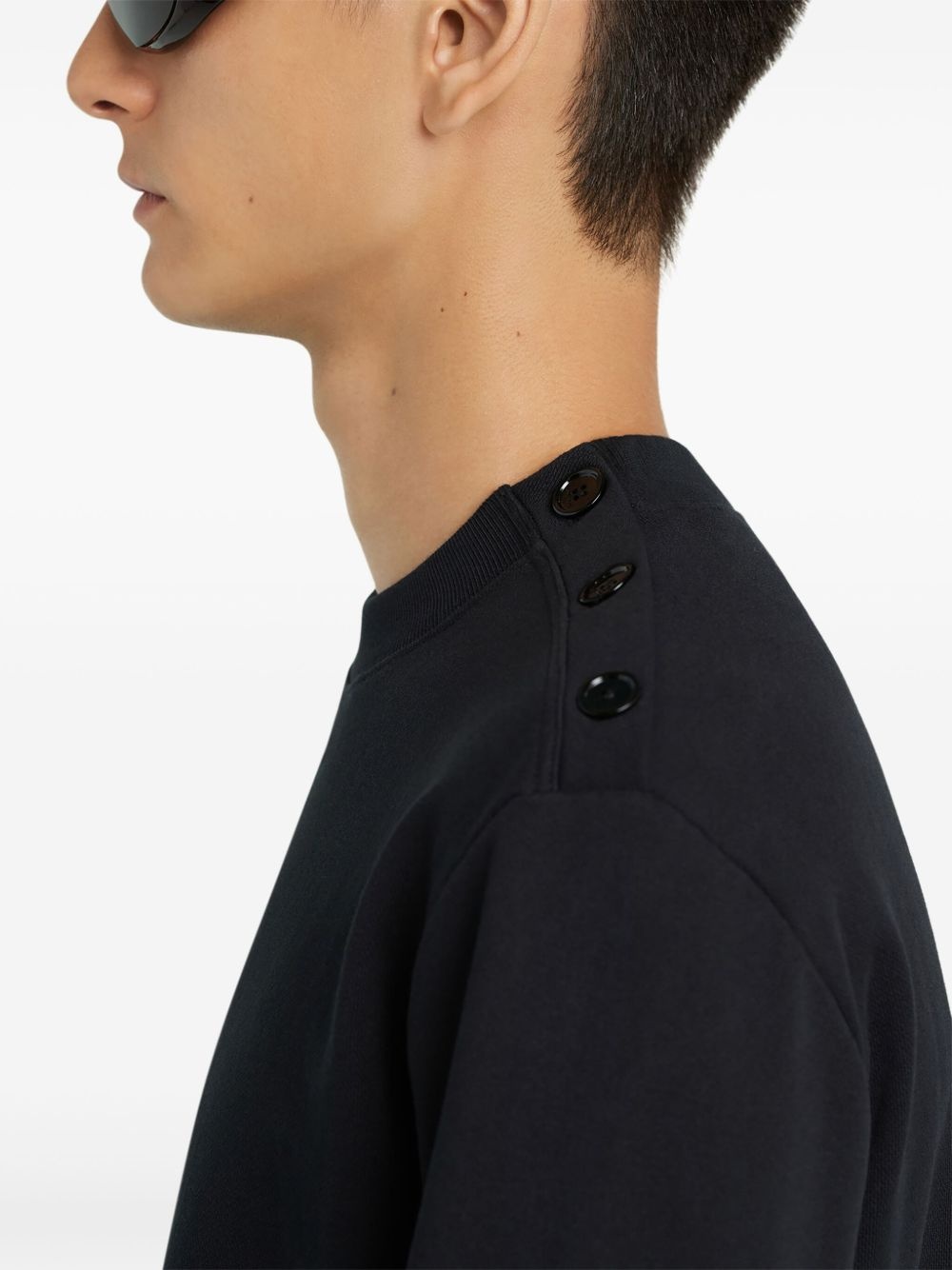 buttoned jersey sweatshirt - 4