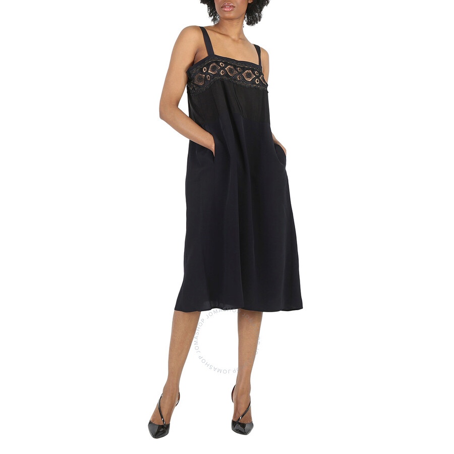 Maison Margiela Ladies Black Silk Viscose Midi Dress - 5