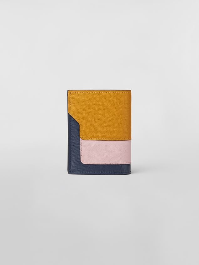 BI-FOLD WALLET IN ORANGE, PINK AND BLUE SAFFIANO CALFSKIN - 3
