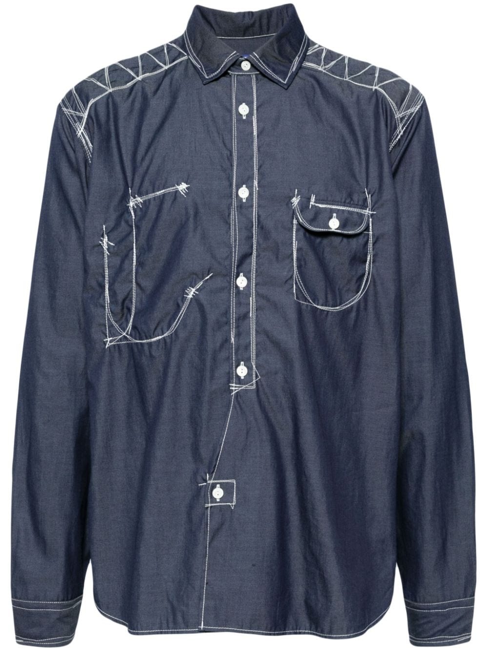 stitched chambray shirt - 1