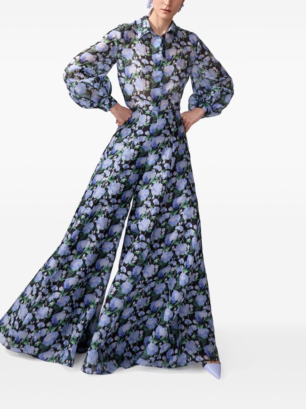 peony-print palazzo pants - 4