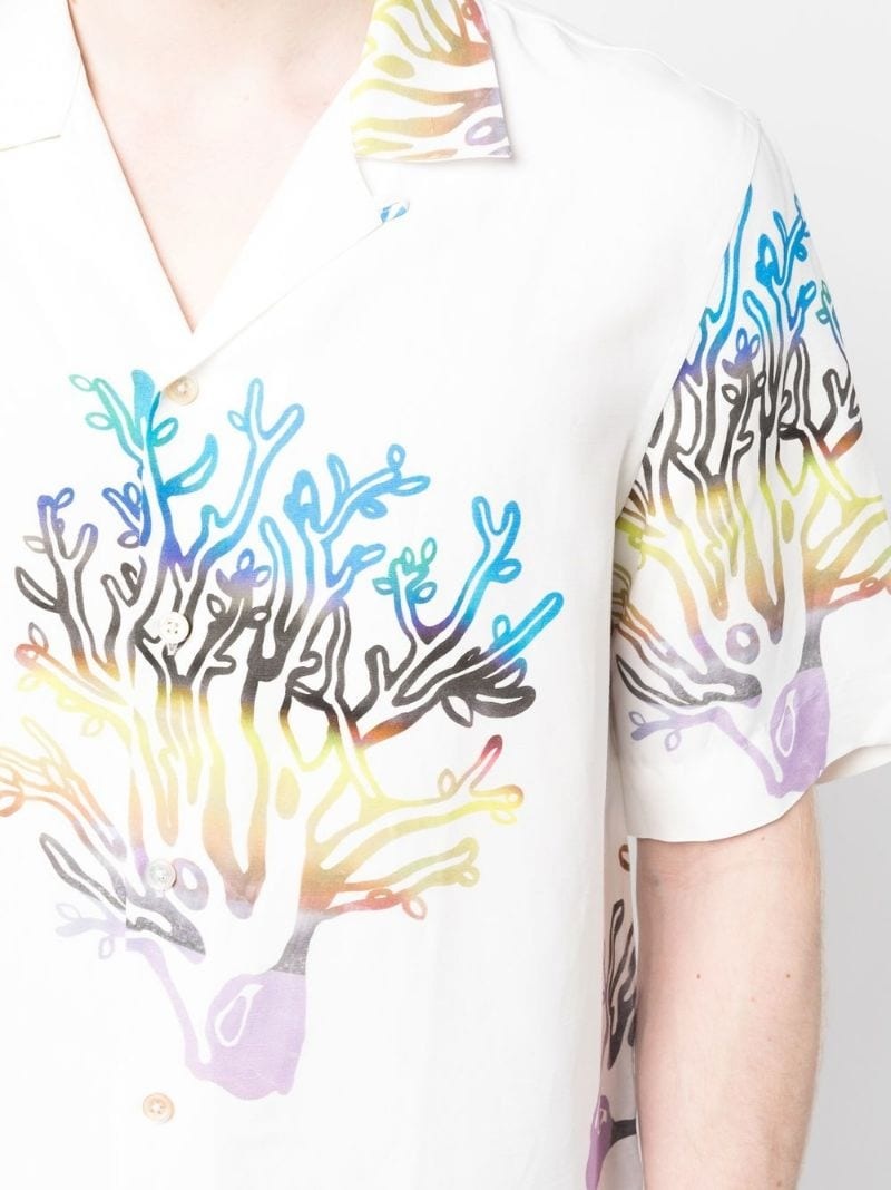 coral-print short-sleeve shirt - 5