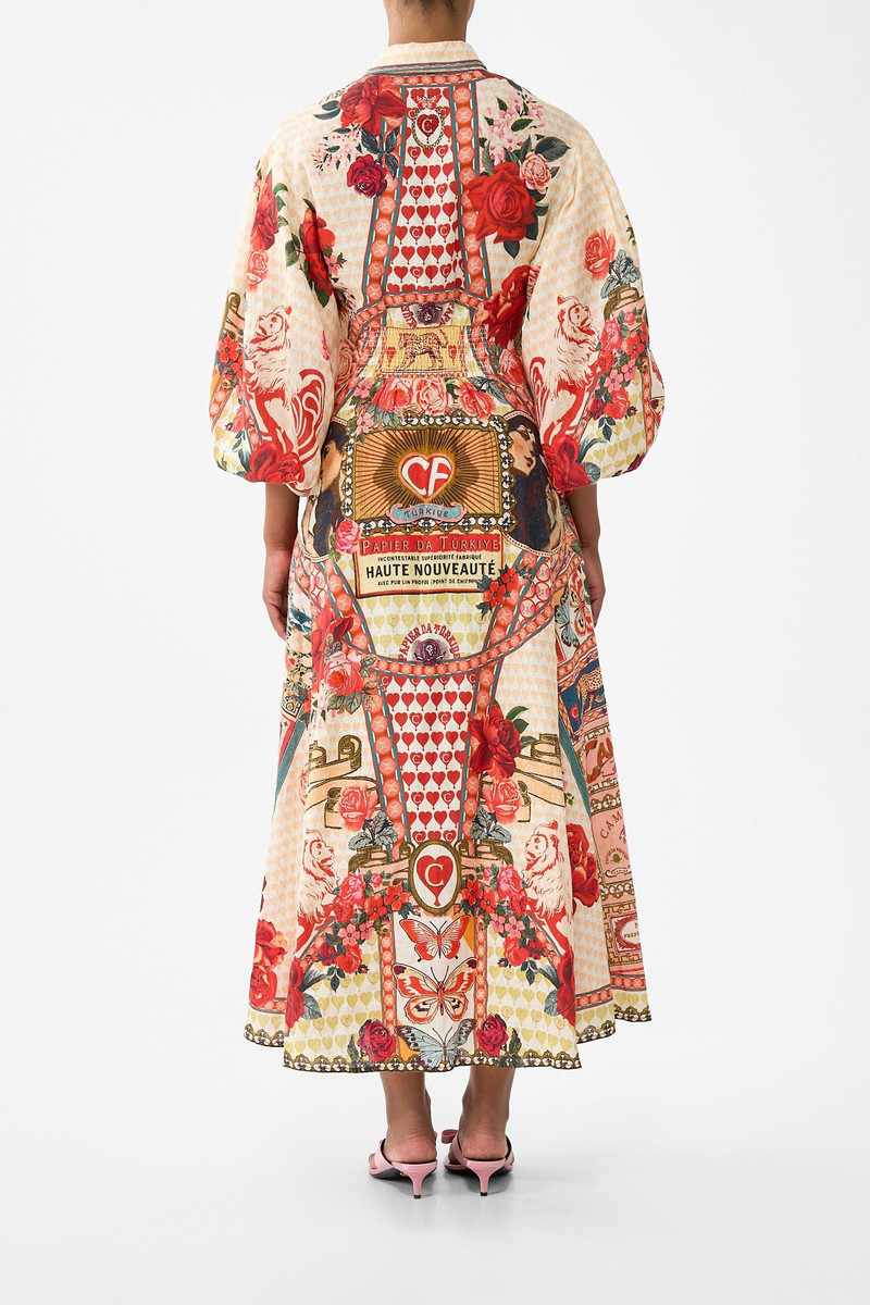 CAMILLA WAIST TIE SHIRT DRESS WITH BUBBLE SLEEVE outlook