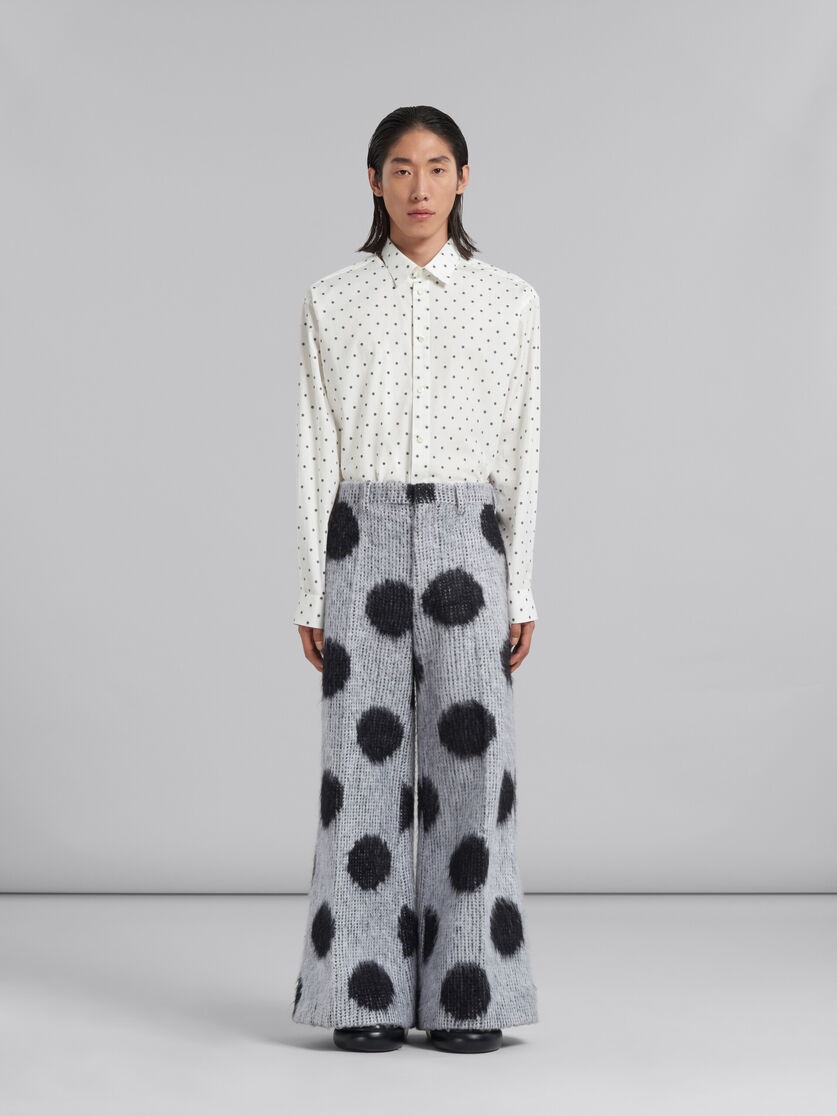 WHITE MOHAIR TROUSERS WITH MAXI POLKA DOTS - 2