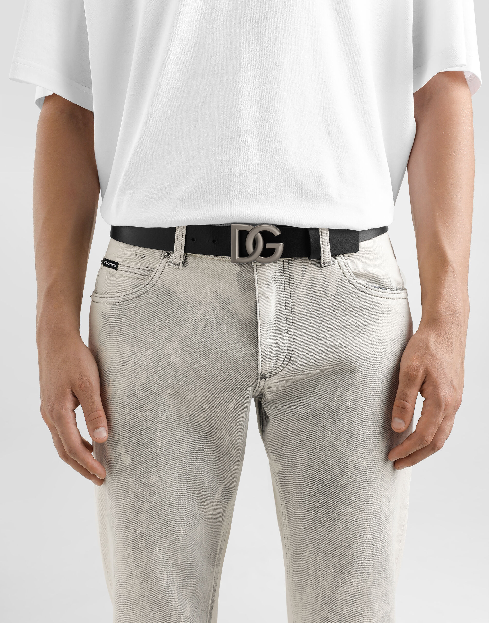 Leather belt with DG logo - 2