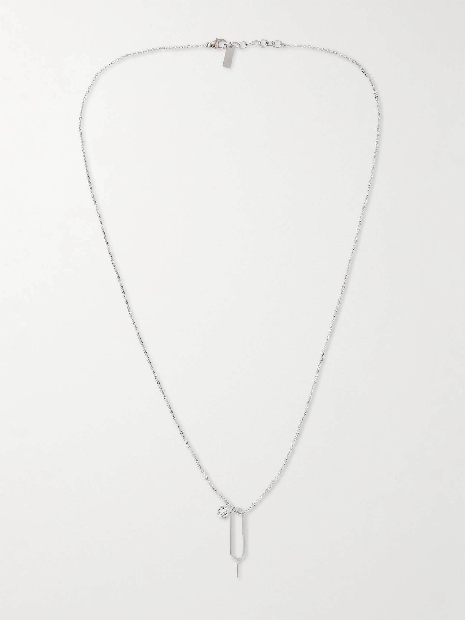 Silver-Tone Rhinestone Pendant Necklace - 4