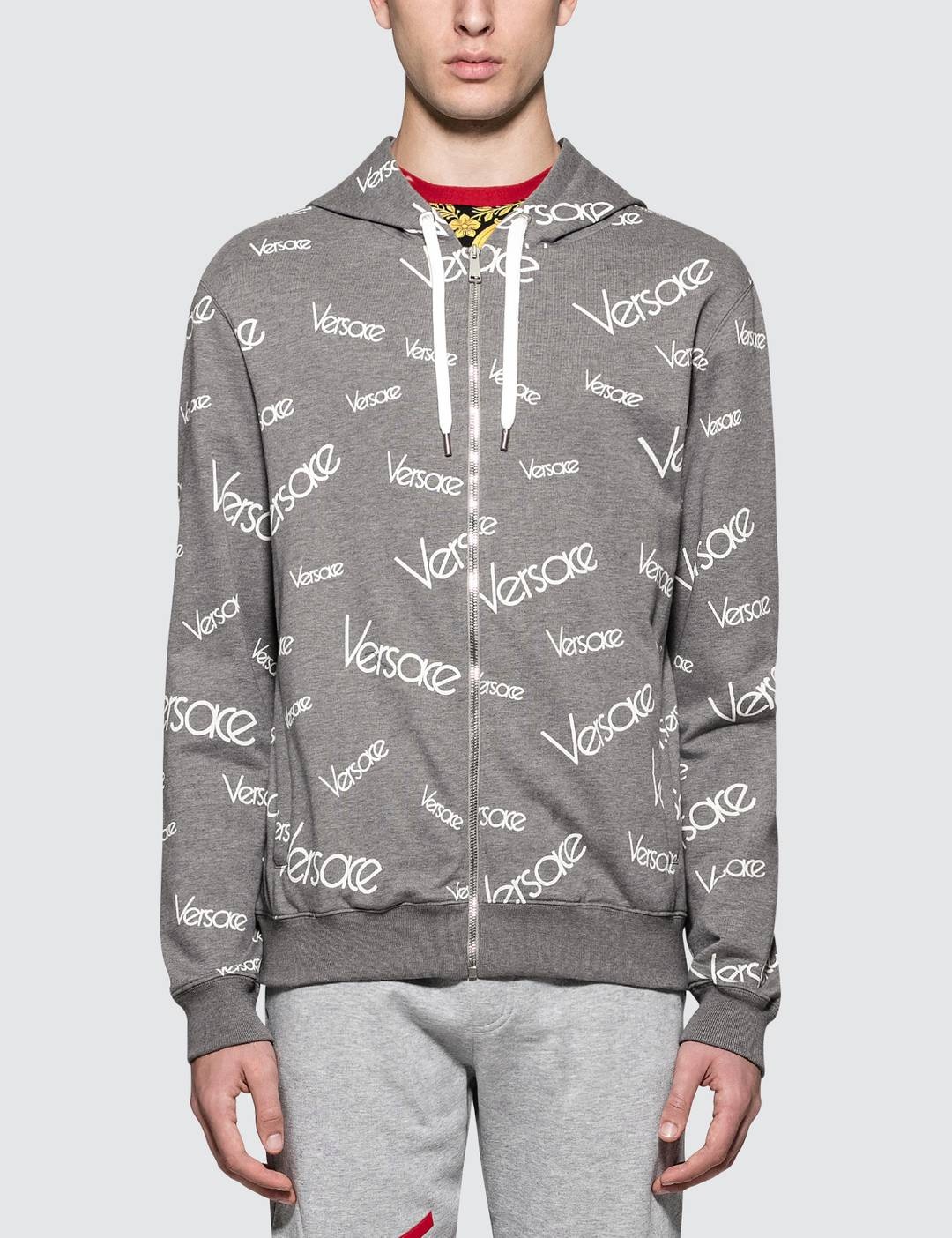 Font Monogram Printed Zip Up Hoodie - 1