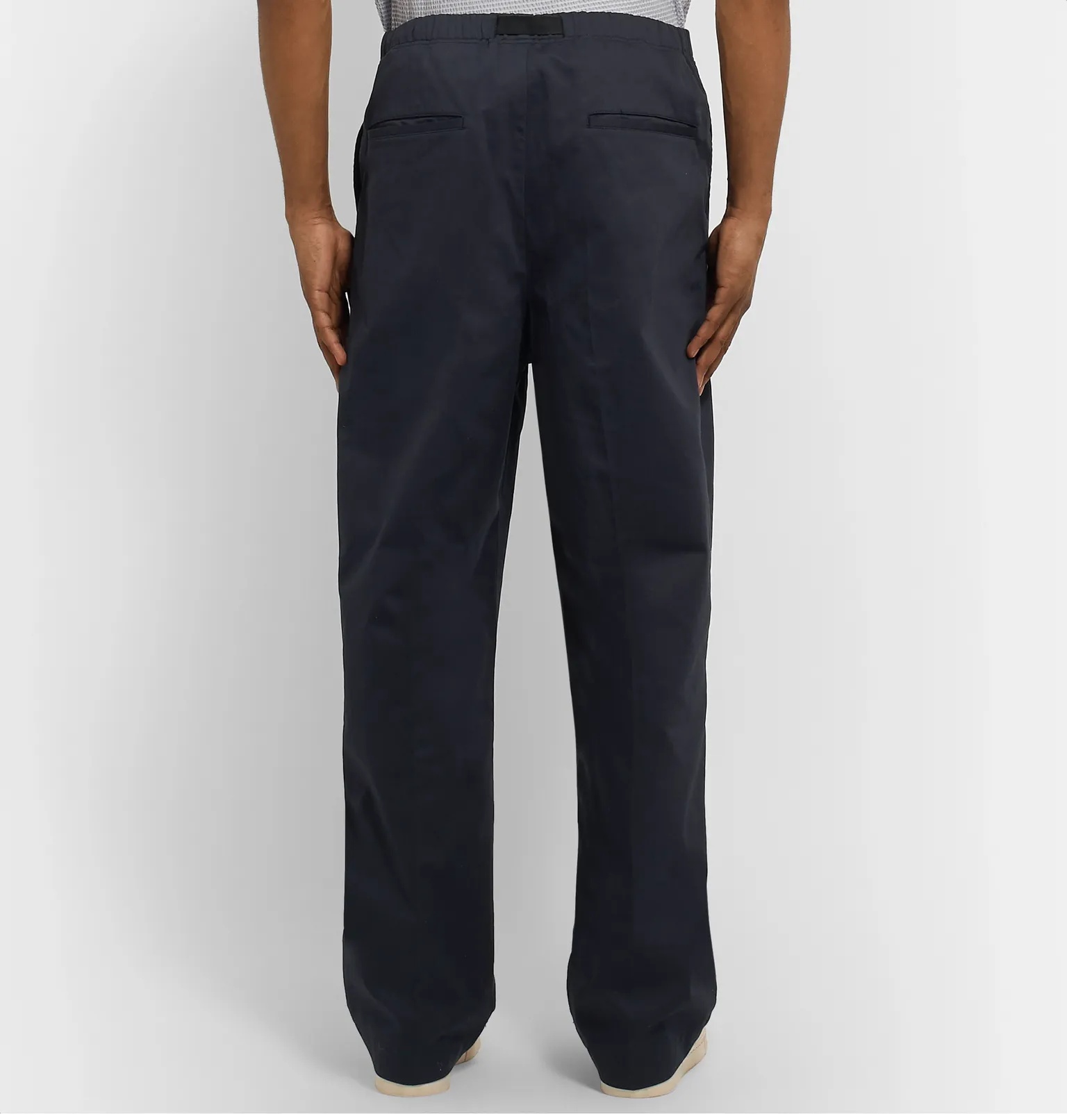 Tapered Belted Pleated Cotton-Poplin Trousers - 5