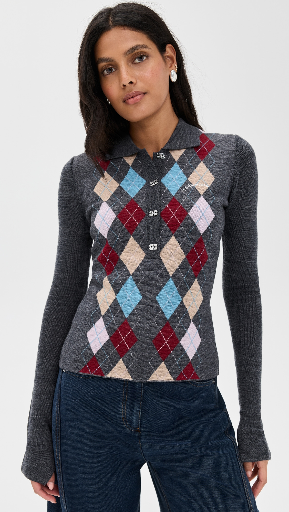 Fine Merino Jacquard Polo - 6