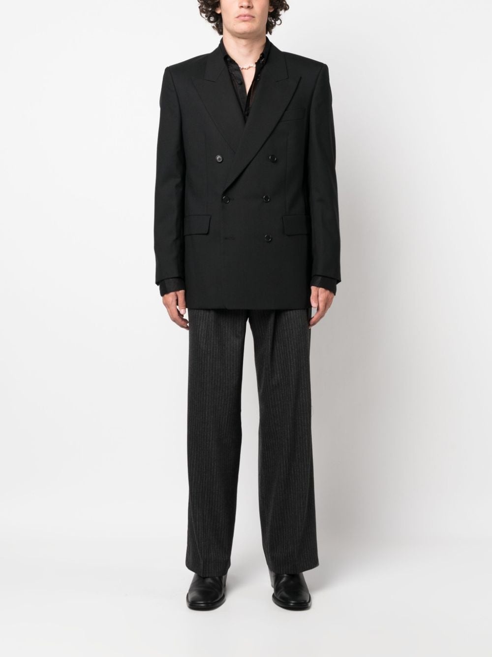 double-breasted wool blazer - 2