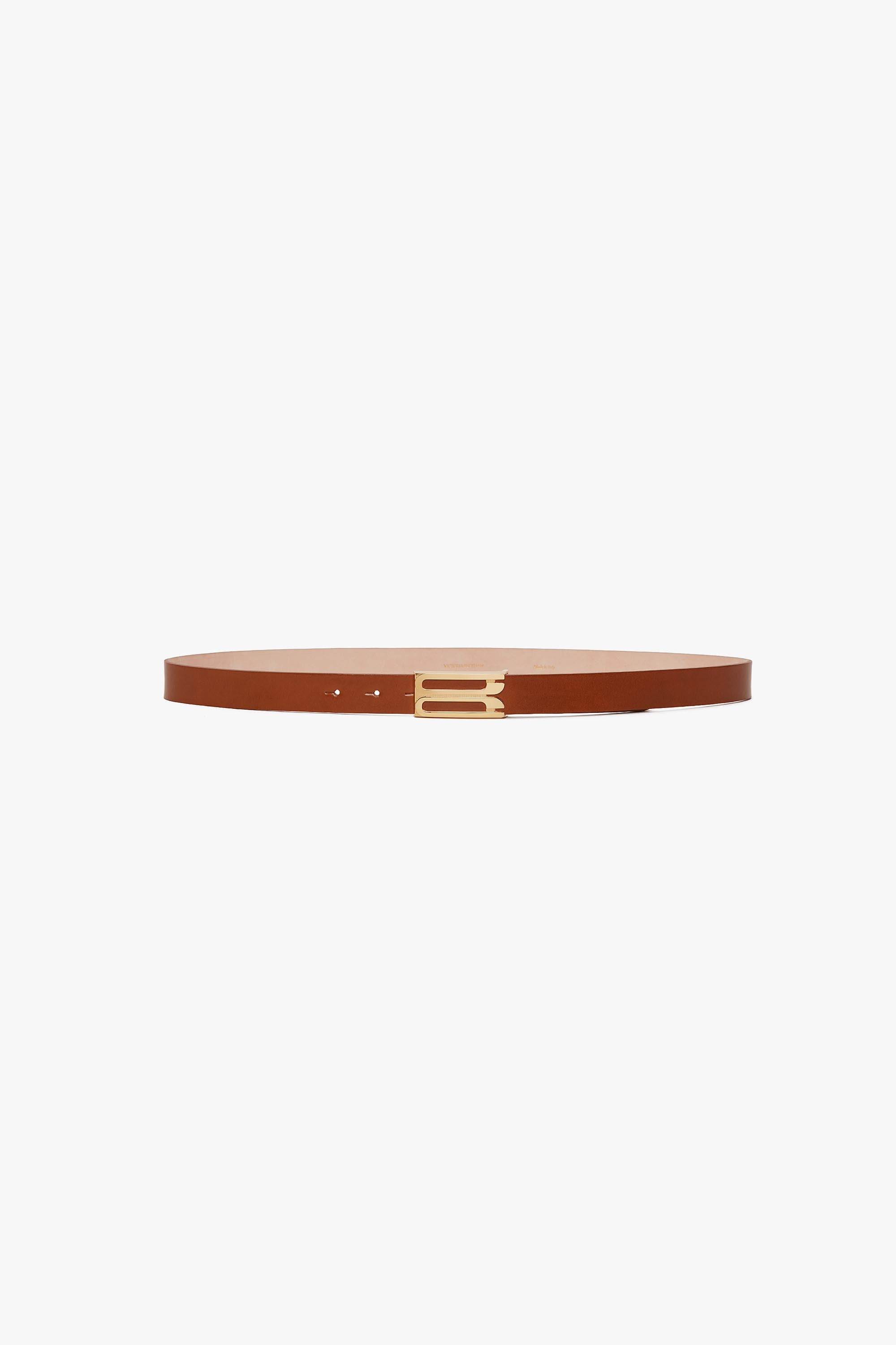 Frame Belt In Tan Glossed Leather - 1