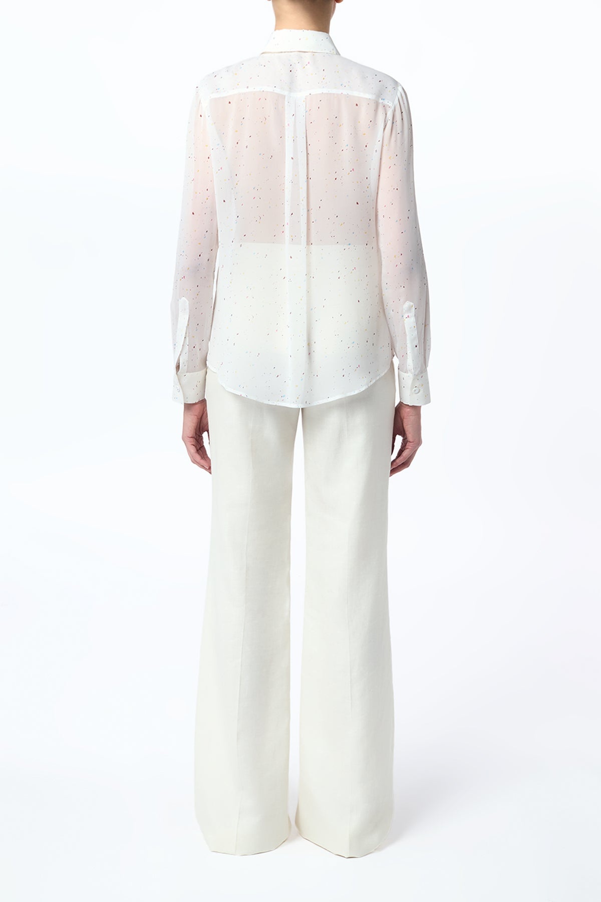 Henri Blouse in Ivory Multi Speckle Silk Georgette - 4