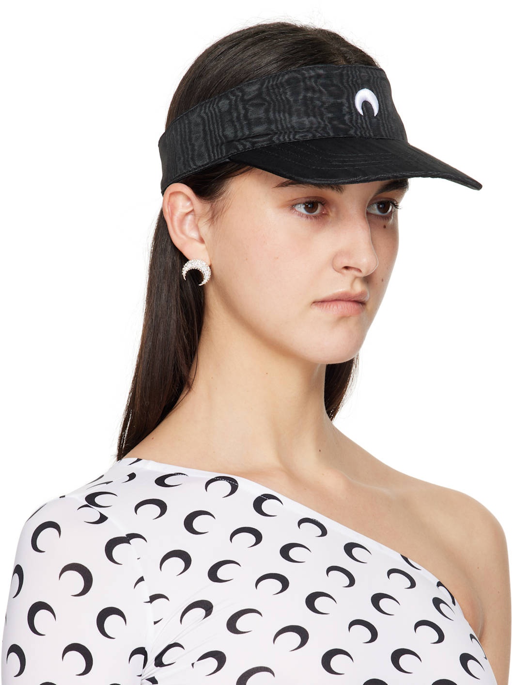 Black Recycled Moire Visor Cap - 2
