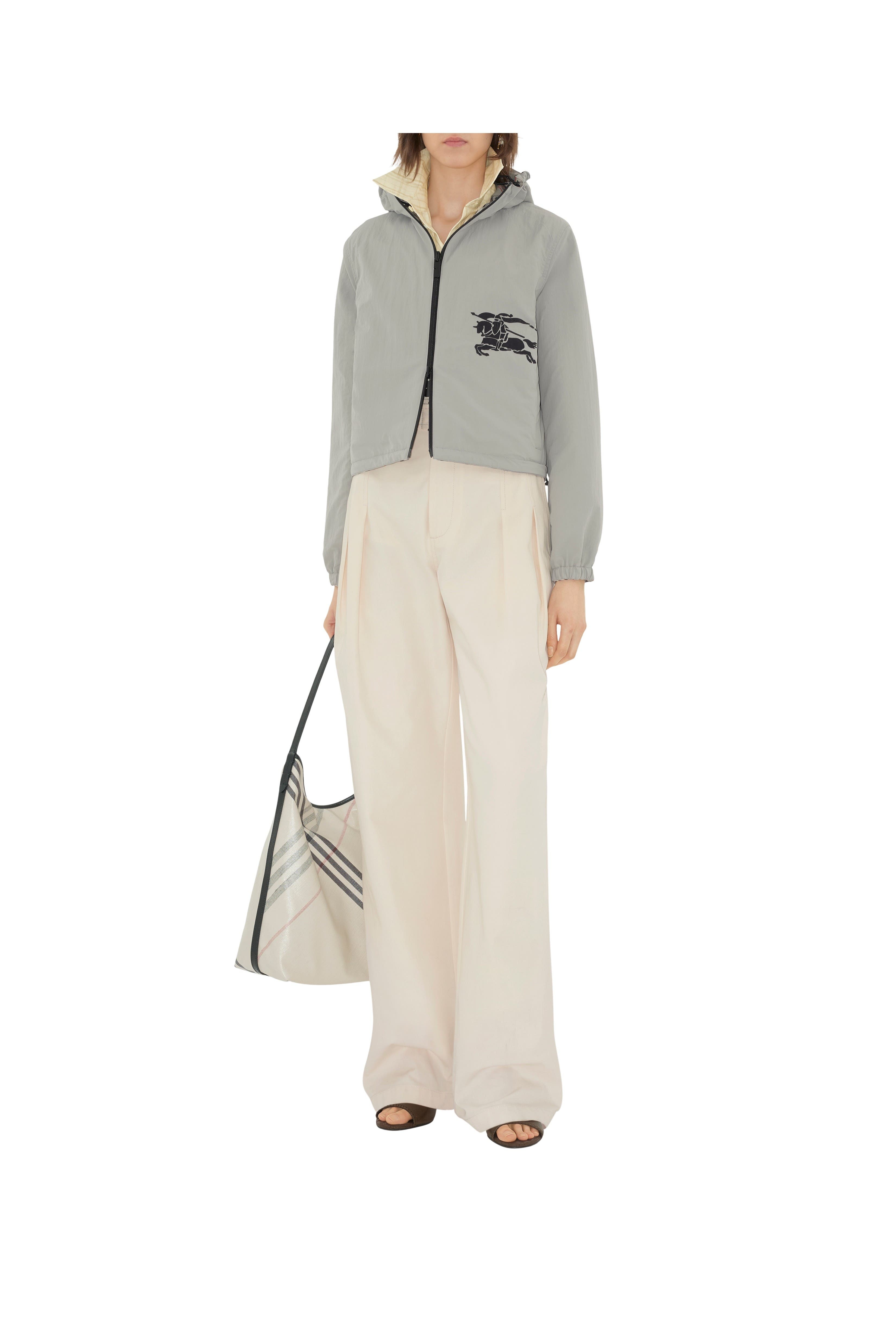 burberry Cropped Reversible Check Jacket in Mauve Grey at Nordstrom - 3