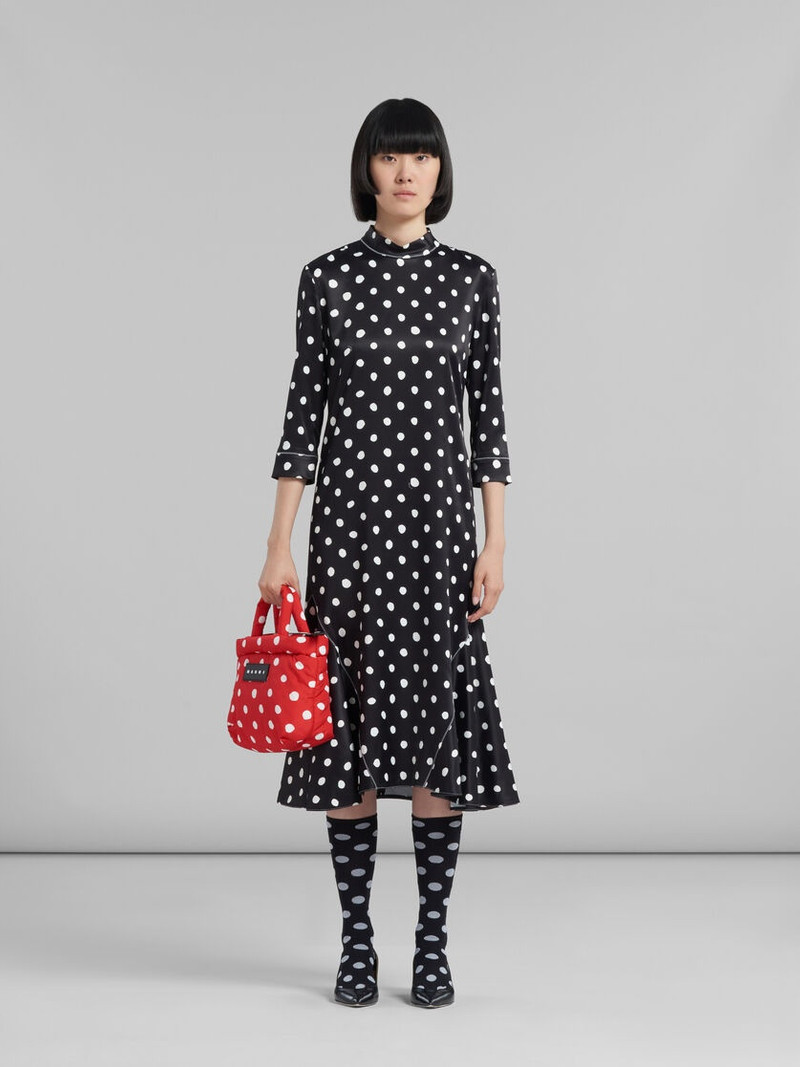 Marni RED POLKA-DOT NYLON PUFF MINI TOTE BAG outlook