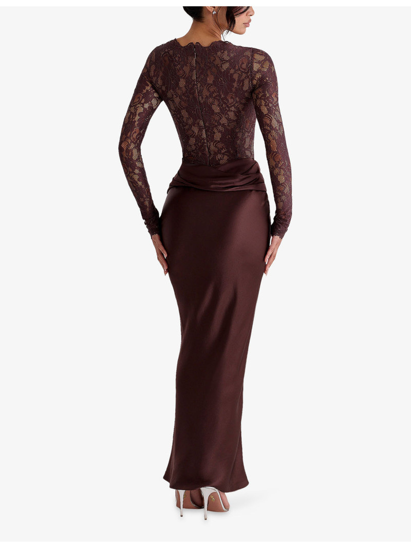 Yasmeen Lace-Bodysuit Stretch-Woven Maxi Dress 4