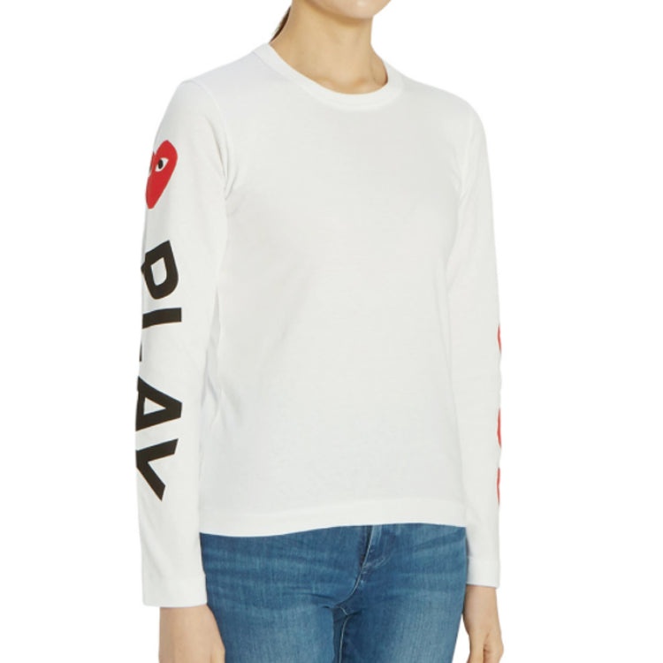 (WMNS) COMME des GARCONS PLAY 5 Hearts Long Sleeves Tee 'White' AZ-T261-051-1 - 7