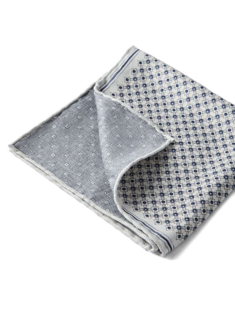 Brunello Cucinelli geometric-pattern silk pocket square outlook