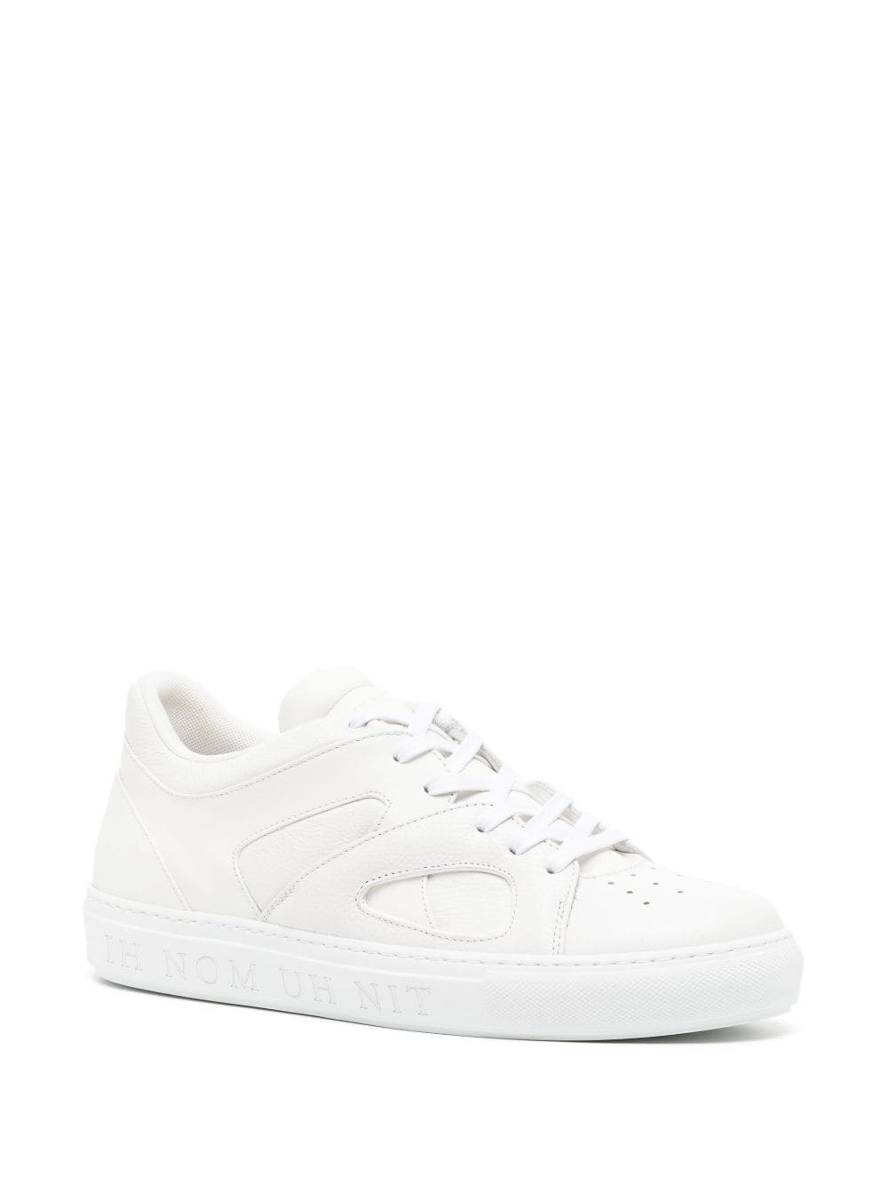 panelled lace-up leather sneakers - 2