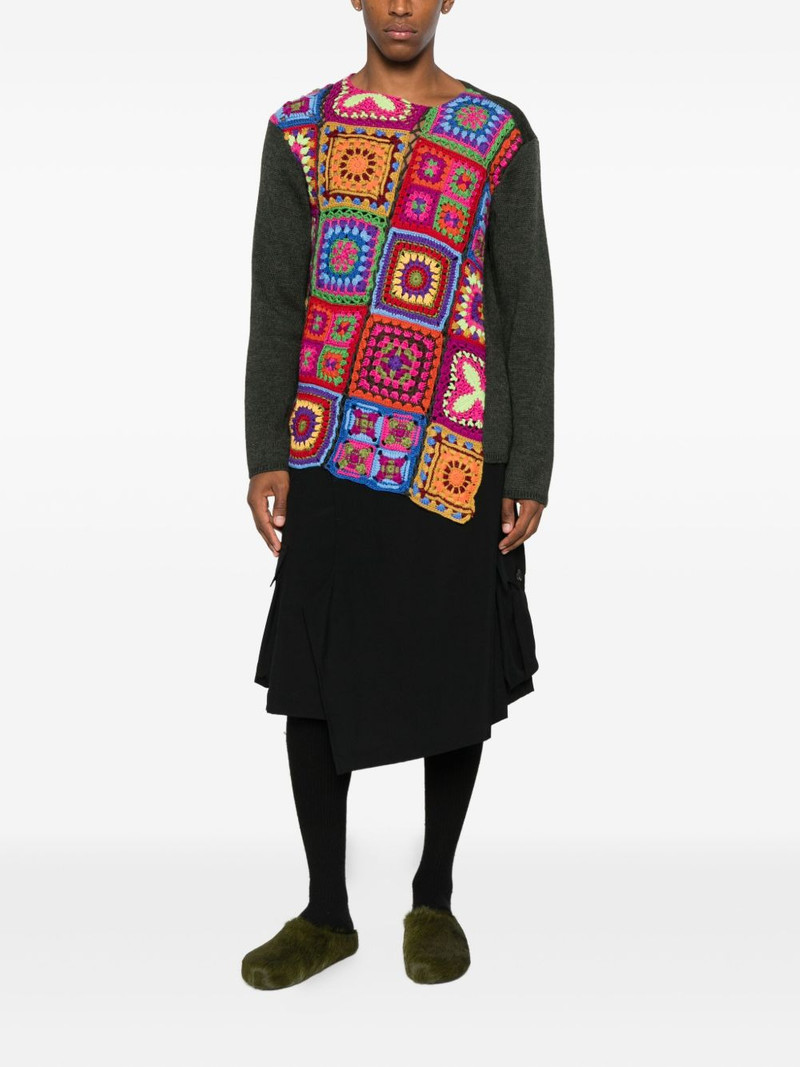 Comme des Garçons Homme Plus crochet-panel wool sweater outlook