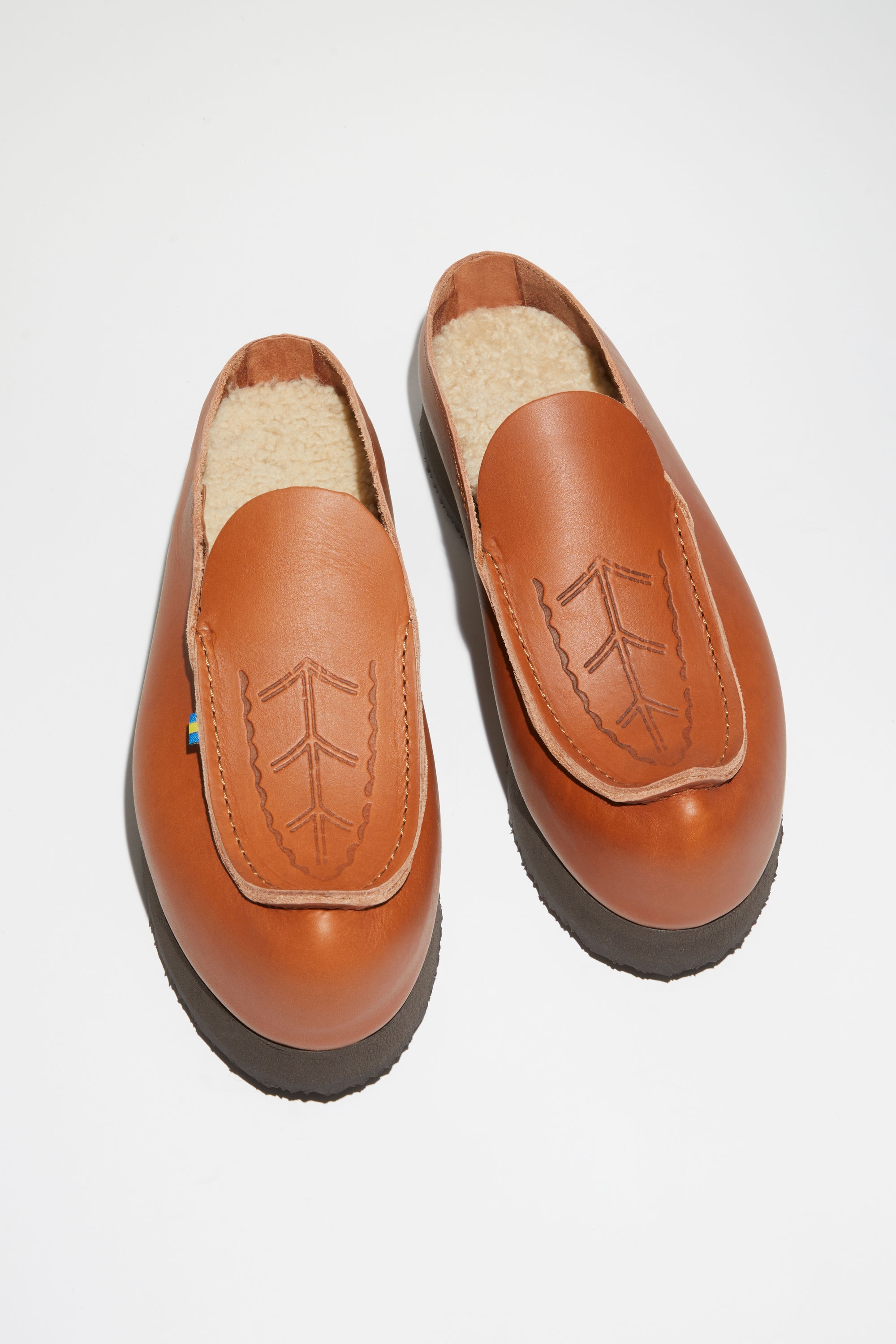 Leather slip-on shoes - Cognac brown - 3