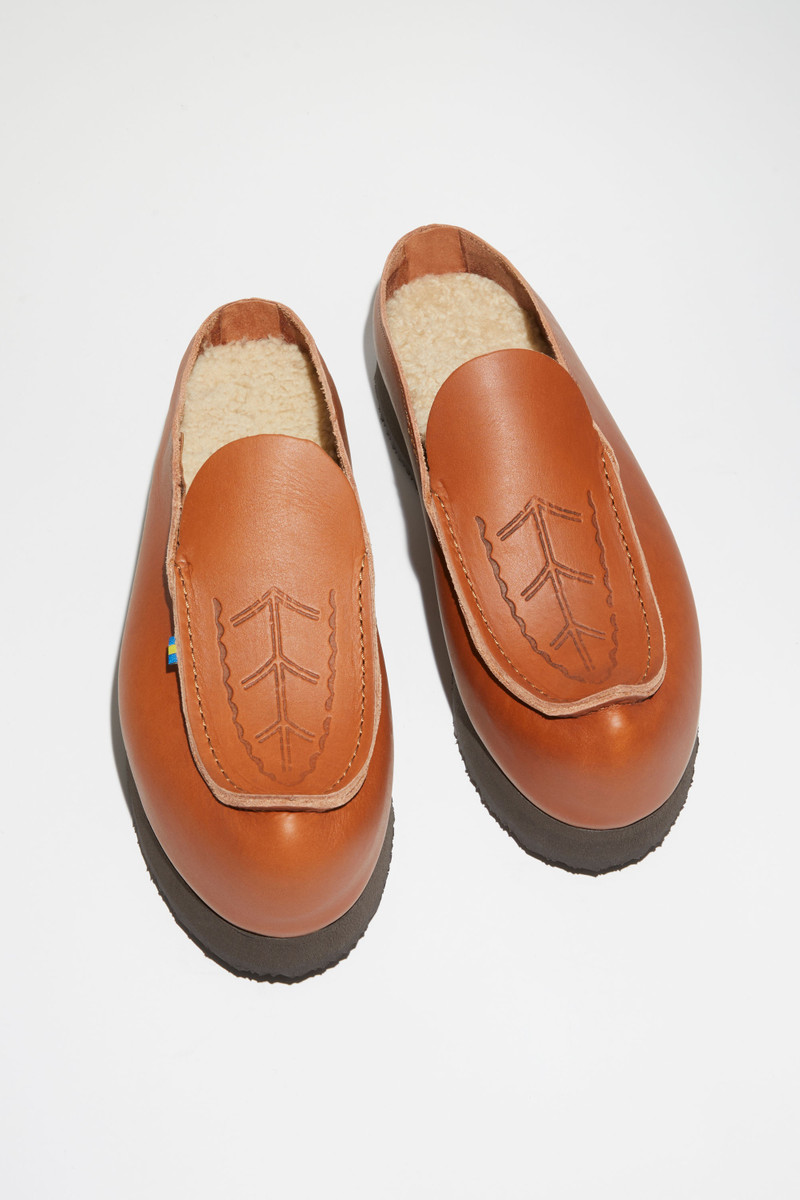 Leather slip-on shoes - Cognac brown 3