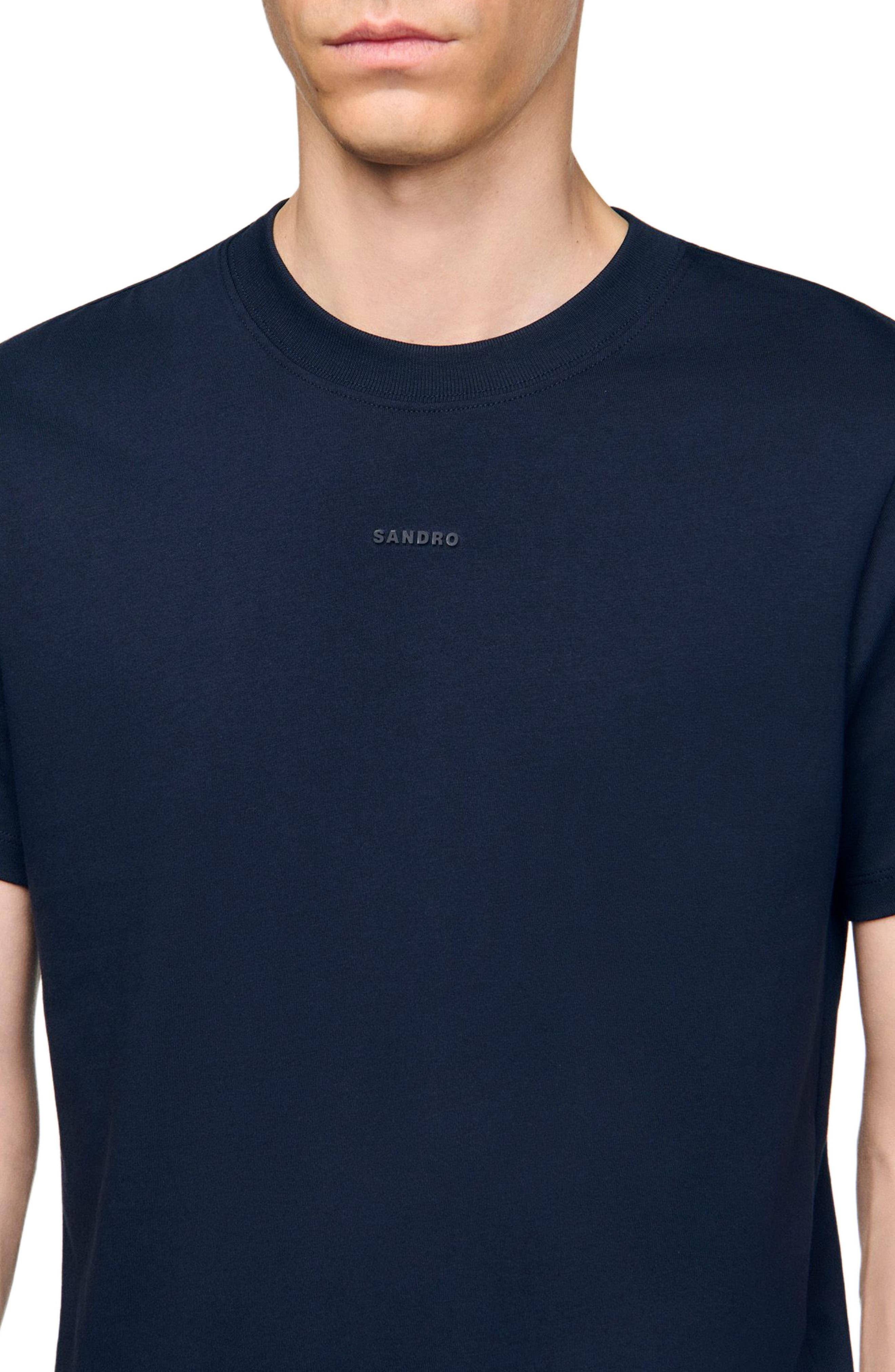 SANDRO Cotton T-shirt with logo in Midnight Blue at Nordstrom - 4