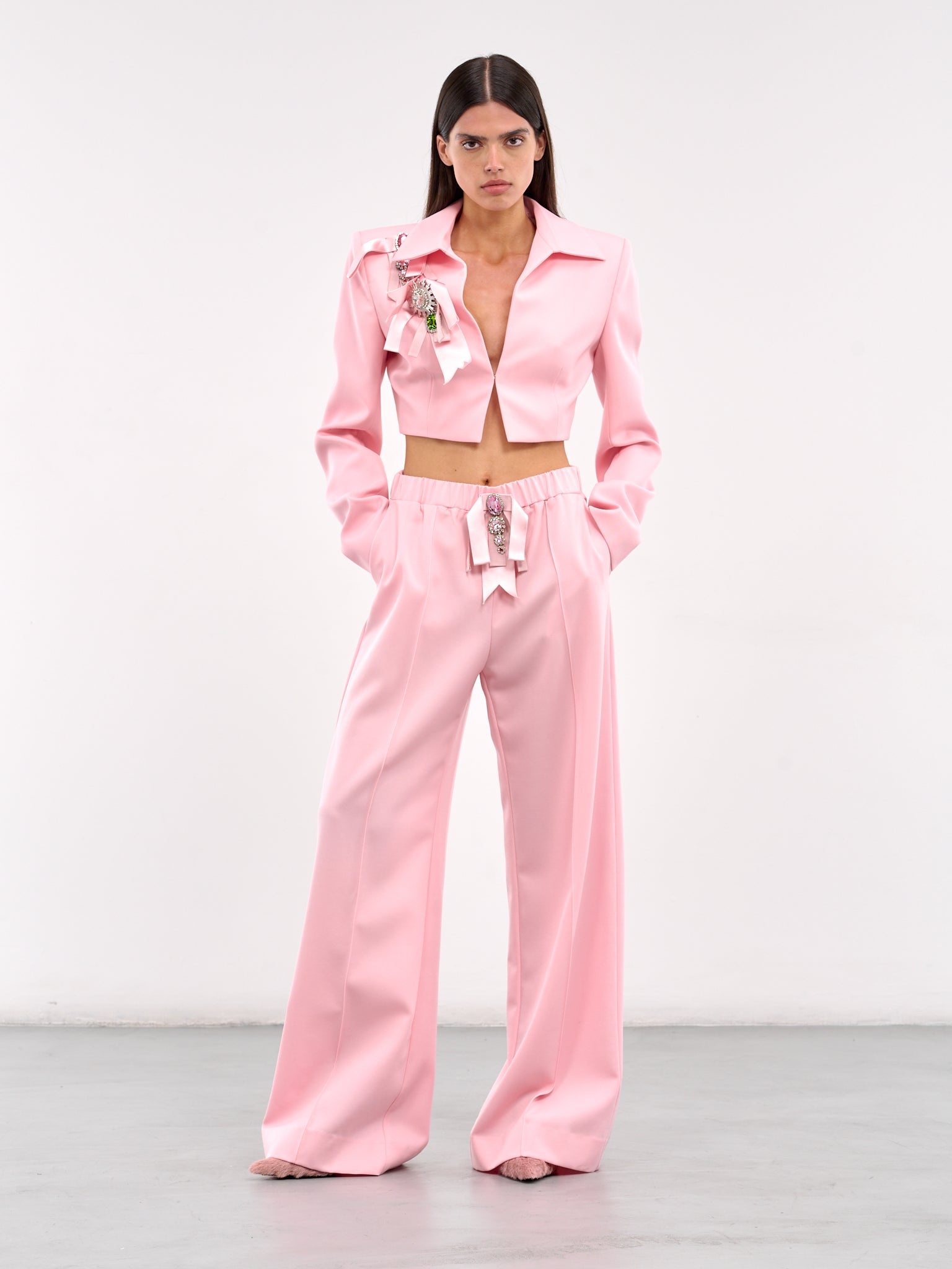 Crystal Bow Cropped Jacket - 6