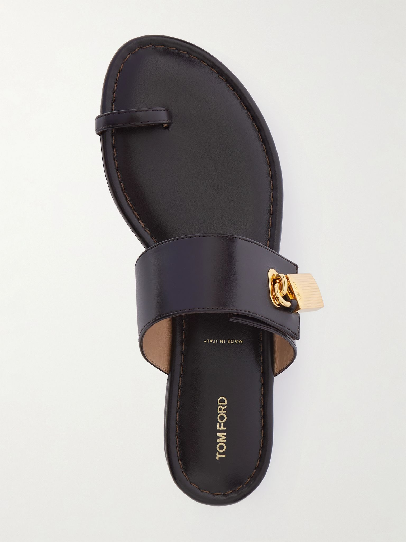 Embellished leather flats Dark brown - 5