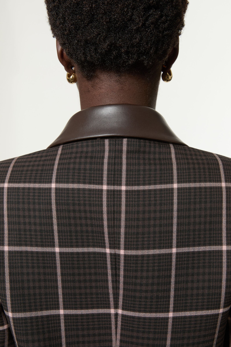 Tall Check Pu Mix Tailored Jacket 3