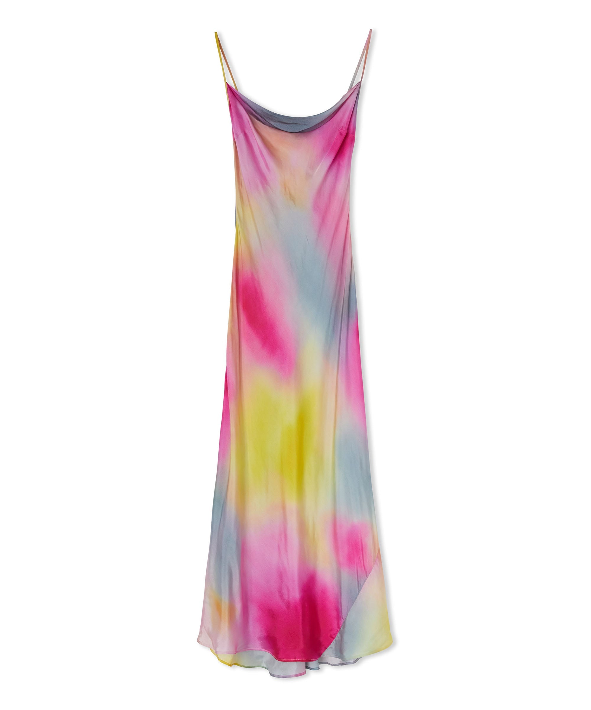 Viscose and twill long dress with "Tie Dye" print - 1