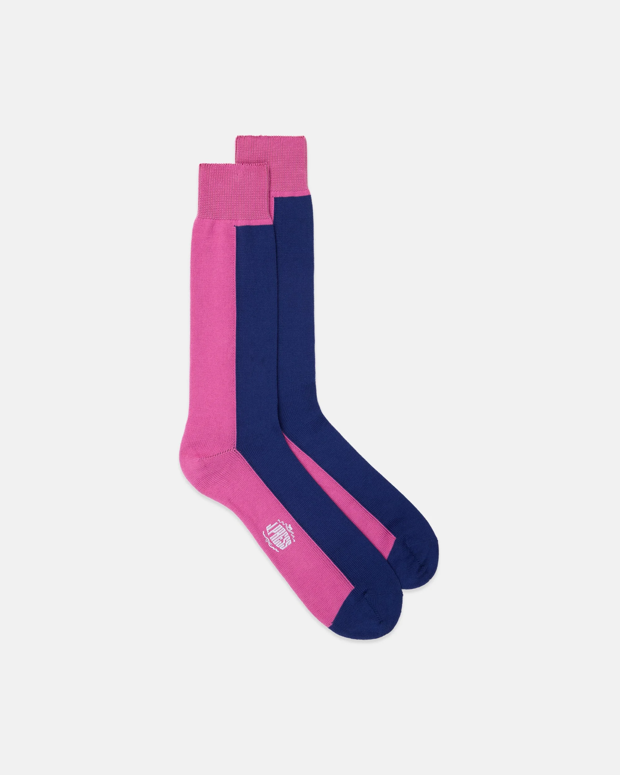 MADE-IN-ITALY BLUE & PINK VERTICAL STRIPE COTTON SOCKS - 1