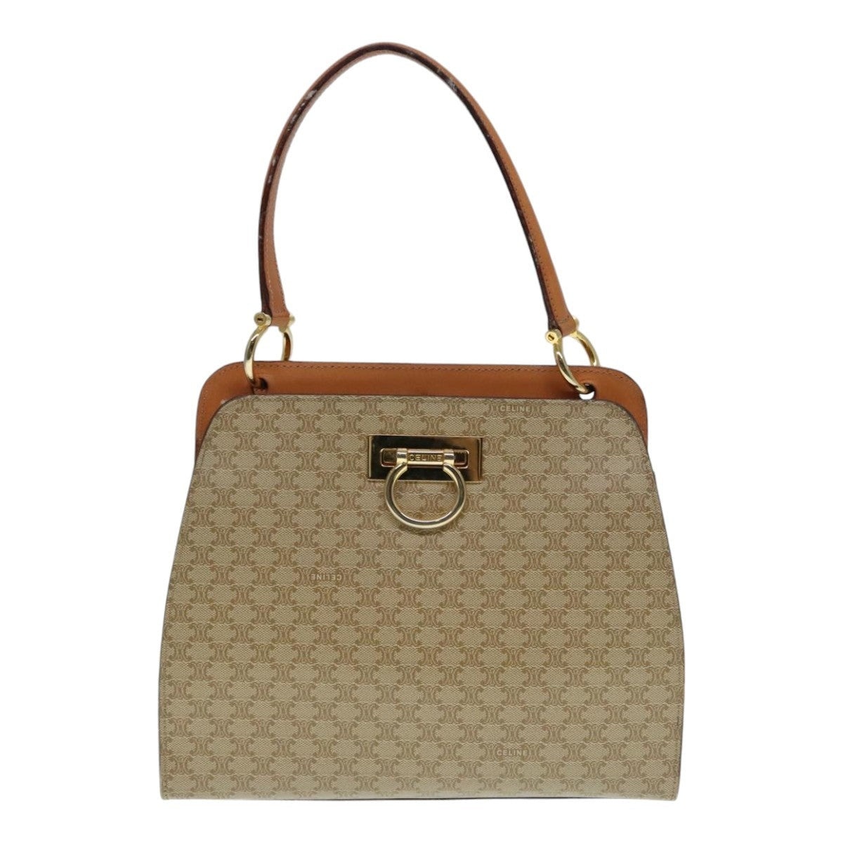 CELINE Macadam Canvas Hand Bag Beige Gold - 3