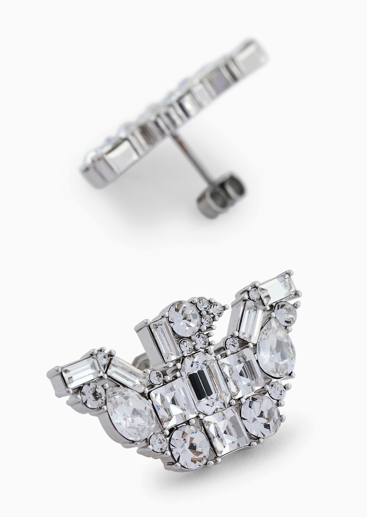 Silver-Tone Brass Stud Earrings - 2