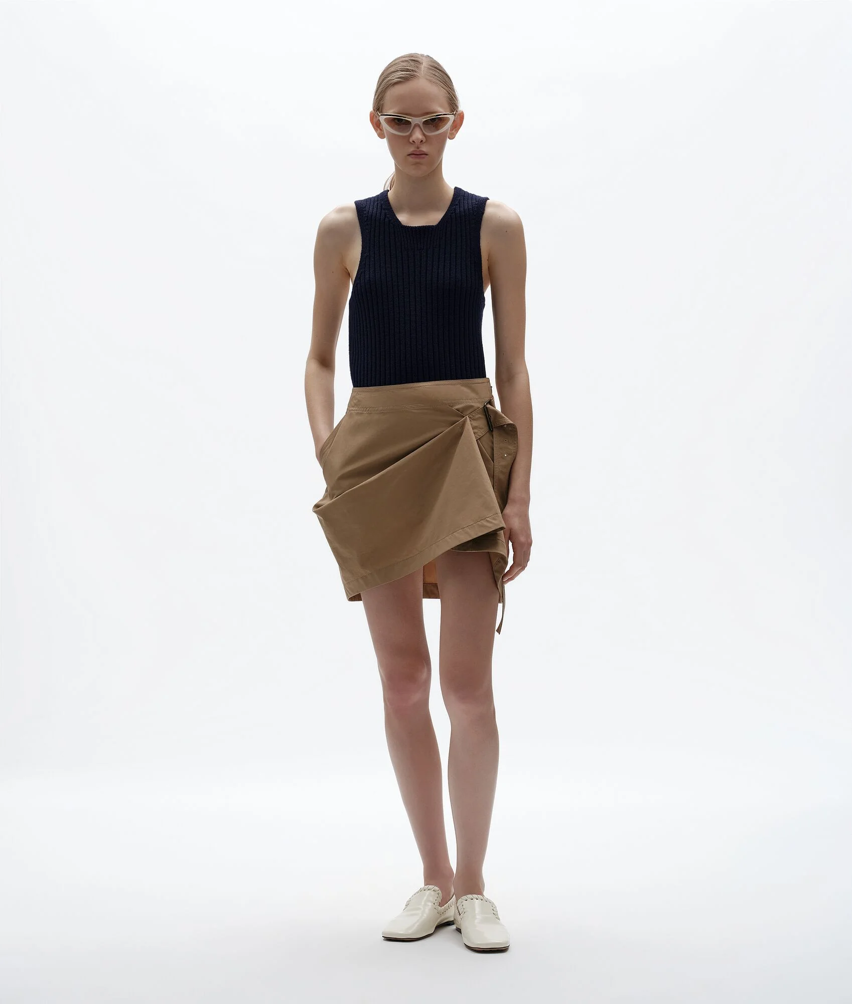 Compact Cotton Poplin Skirt - 1