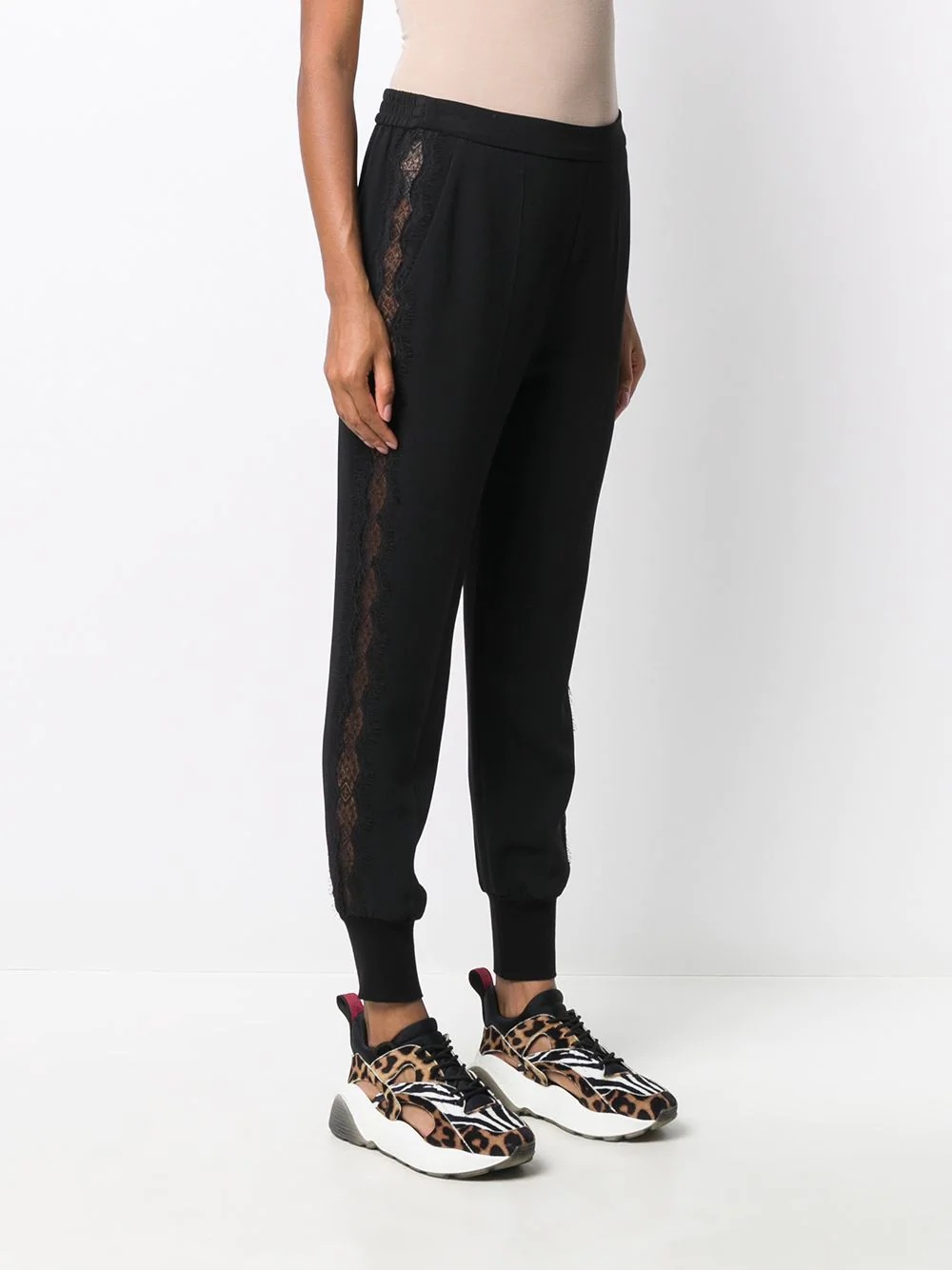 lace cut-out tapered trousers - 3