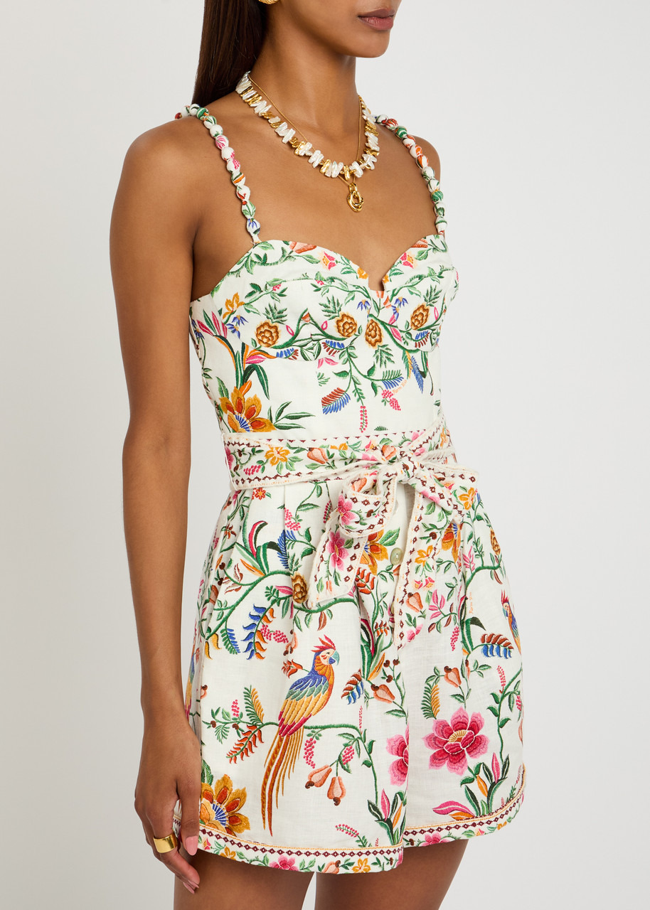 Farm Rio Delicate Forest Printed Linen Romper - 2