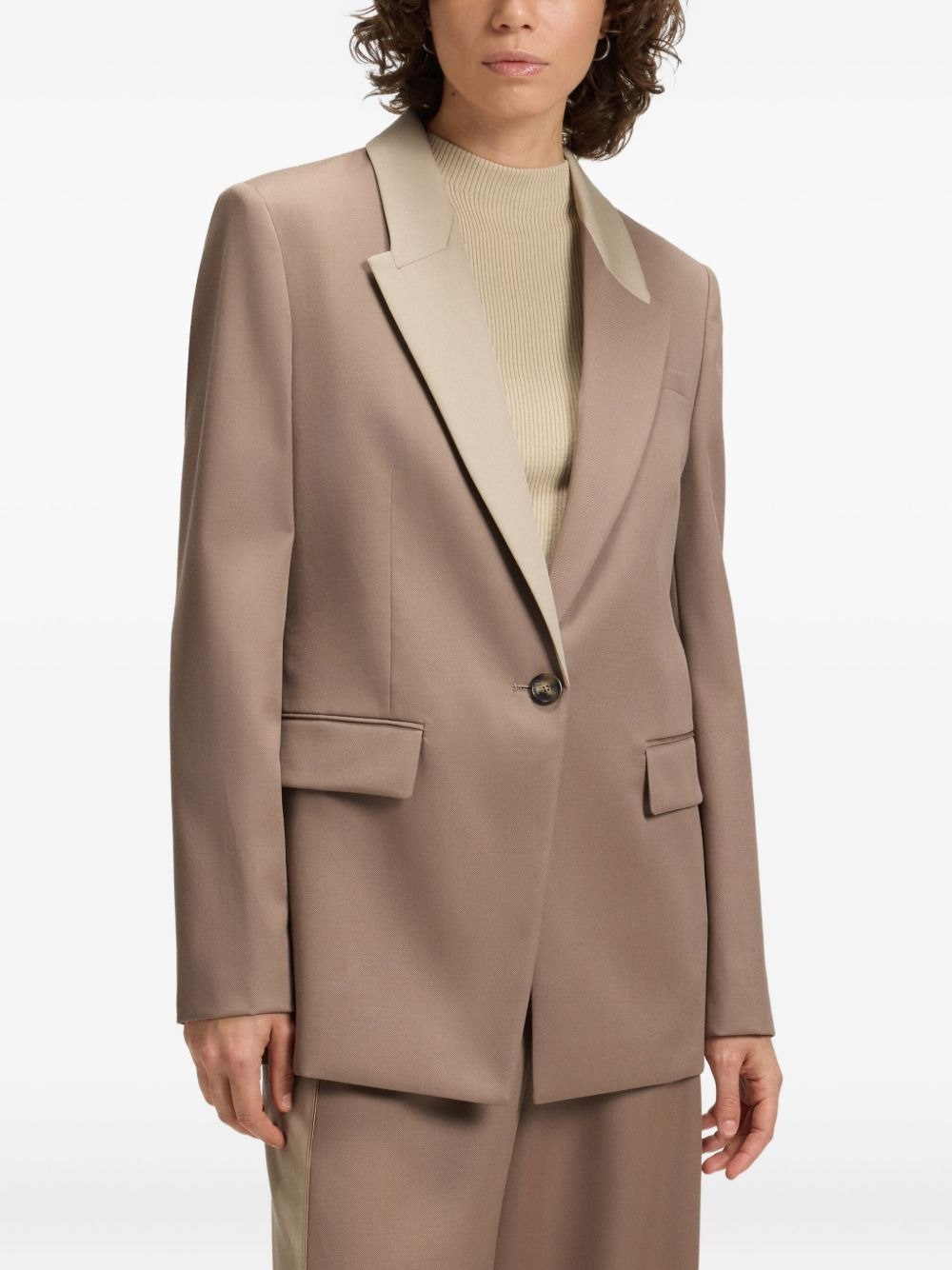 contrast-lapels wool blazer - 4