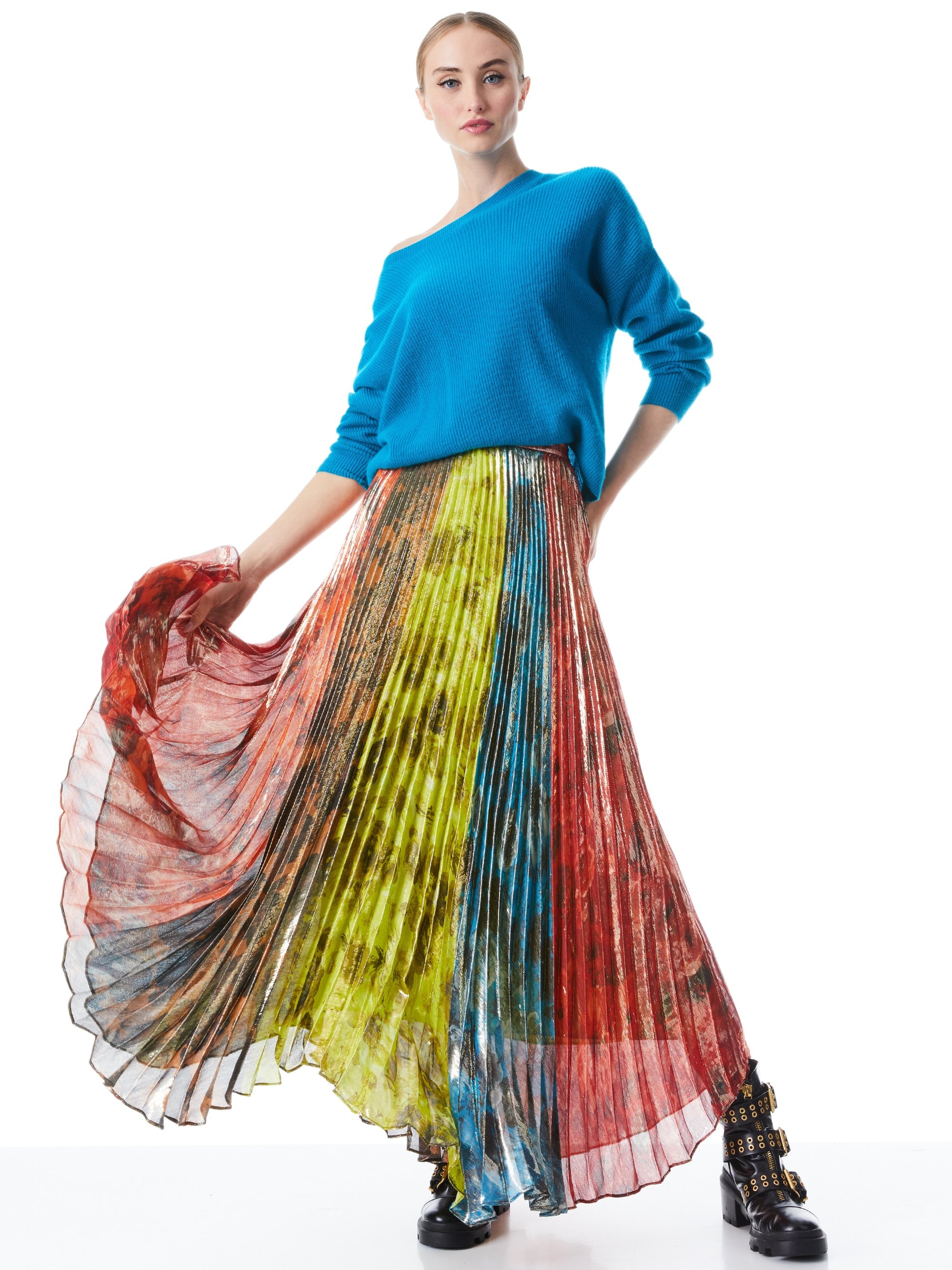 KATZ SUNBURST PLEATED MAXI SKIRT - 6