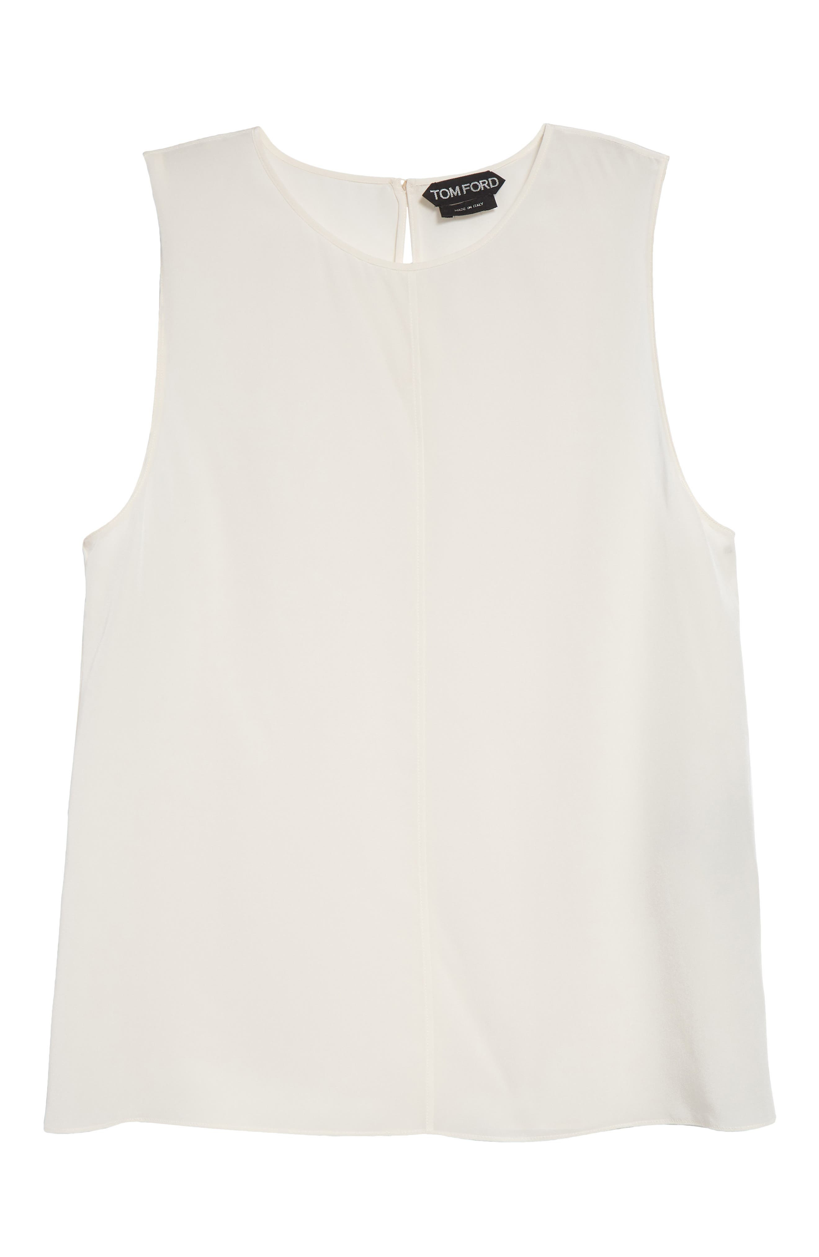 TOM FORD Silk Crêpe de Chine Sleeveless Top in Aw002 White at Nordstrom - 6