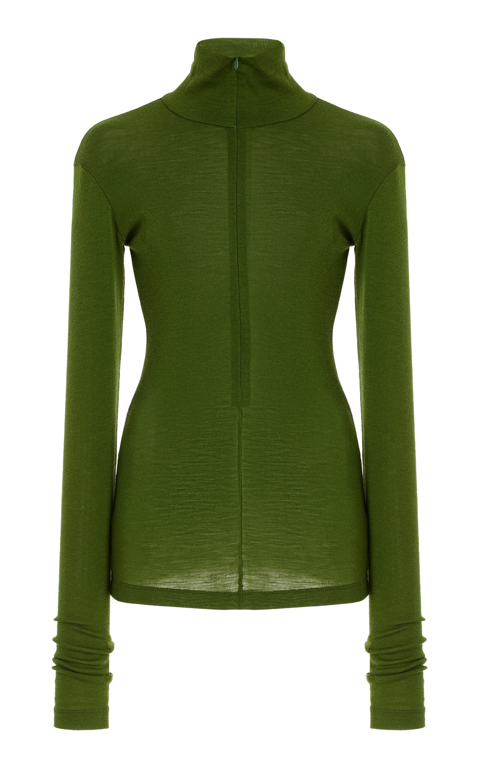 Zipped Fine Knit Wool Top green - 1