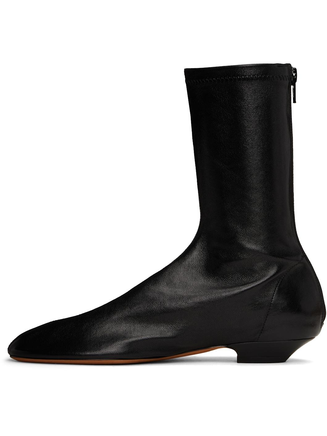 Black Apollo Flat Ankle Boots - 3