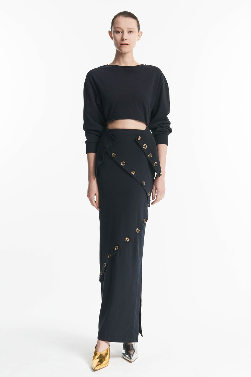 FITTED JERSEY MAXI SKIRT BLACK 1