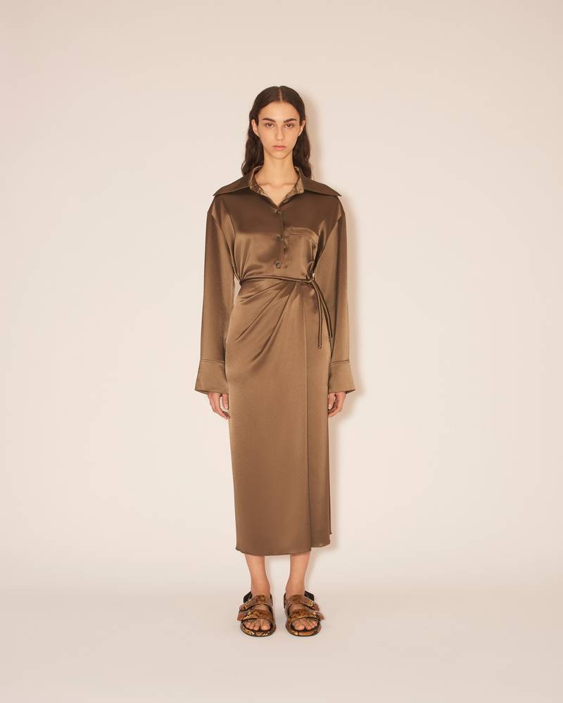 Nanushka LEA - Draped midi wrap skirt with tubular waistband - Dark khaki outlook