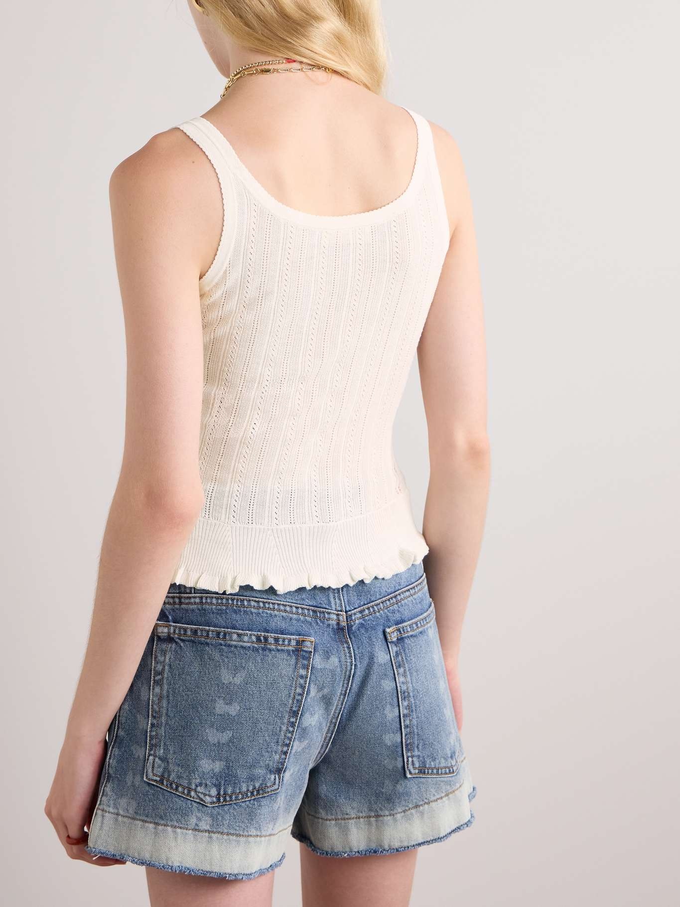 Callie pointelle-knit silk and cotton-blend tank - 4