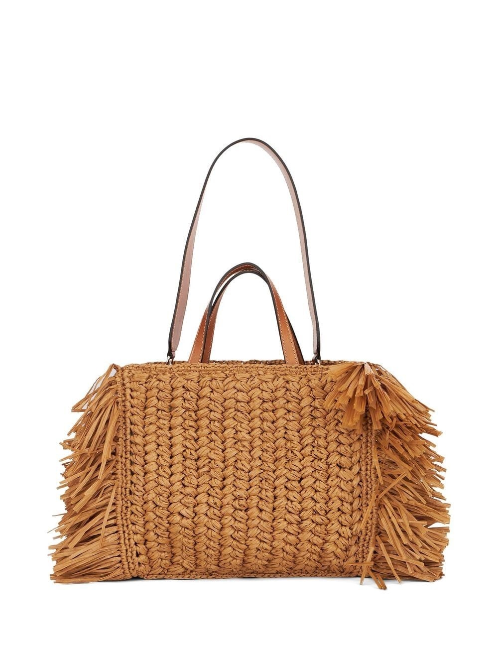 embroidered-logo woven tote bag - 2