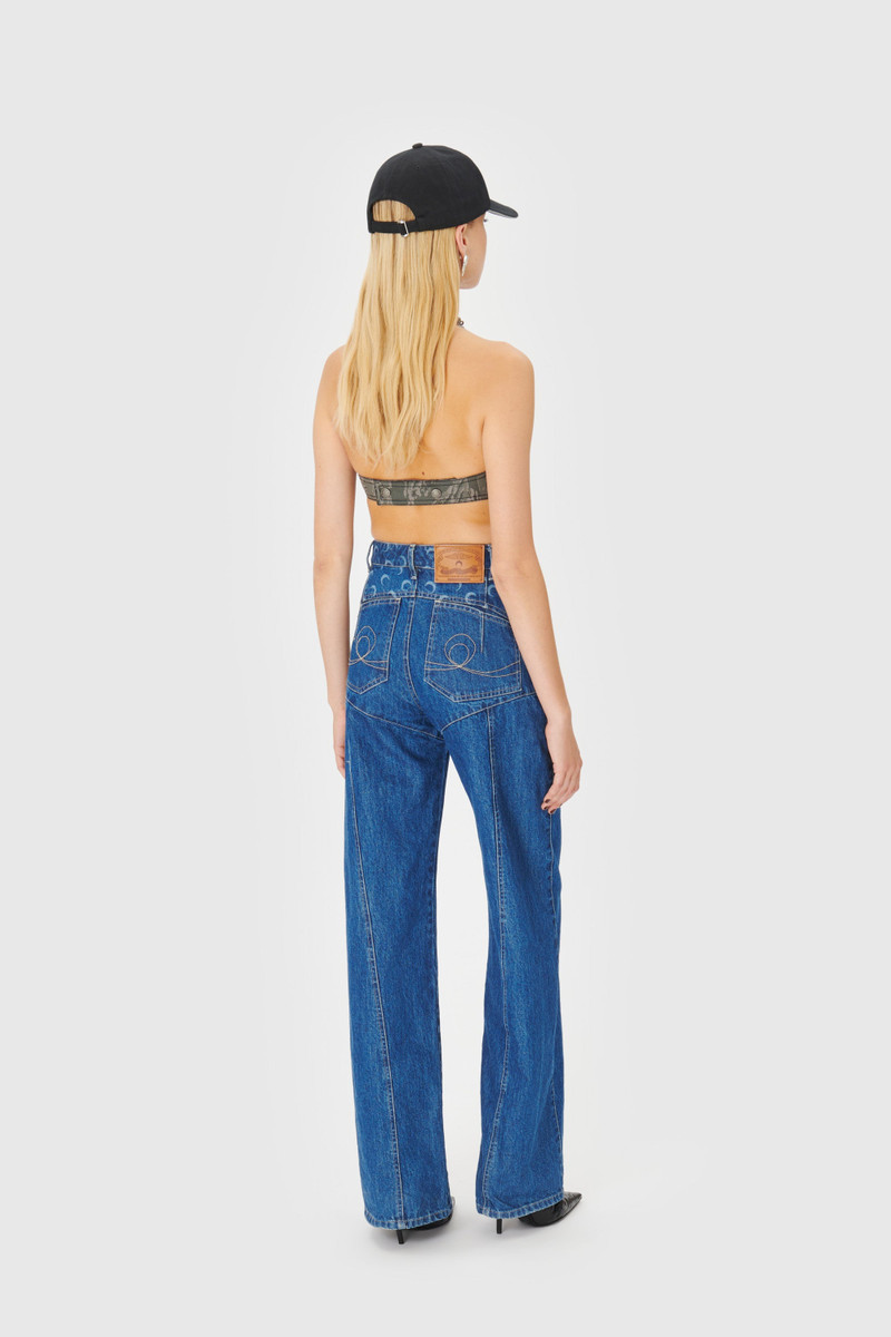 Marine Serre Deadstock Denim Flare Pants outlook
