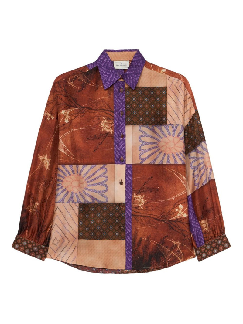 patchwork-print shirt 1
