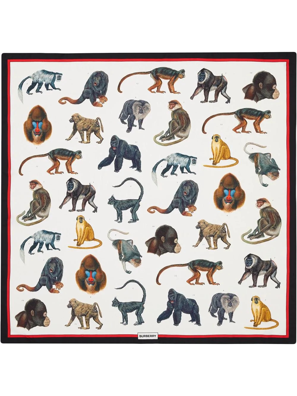 monkey print silk square scarf - 2